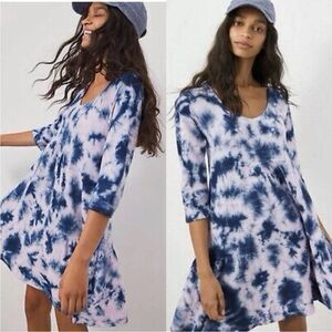 Saturday Sunday Anthropologie Day Dress Women’s Size Small Tie Dye 3/4 Sleeve